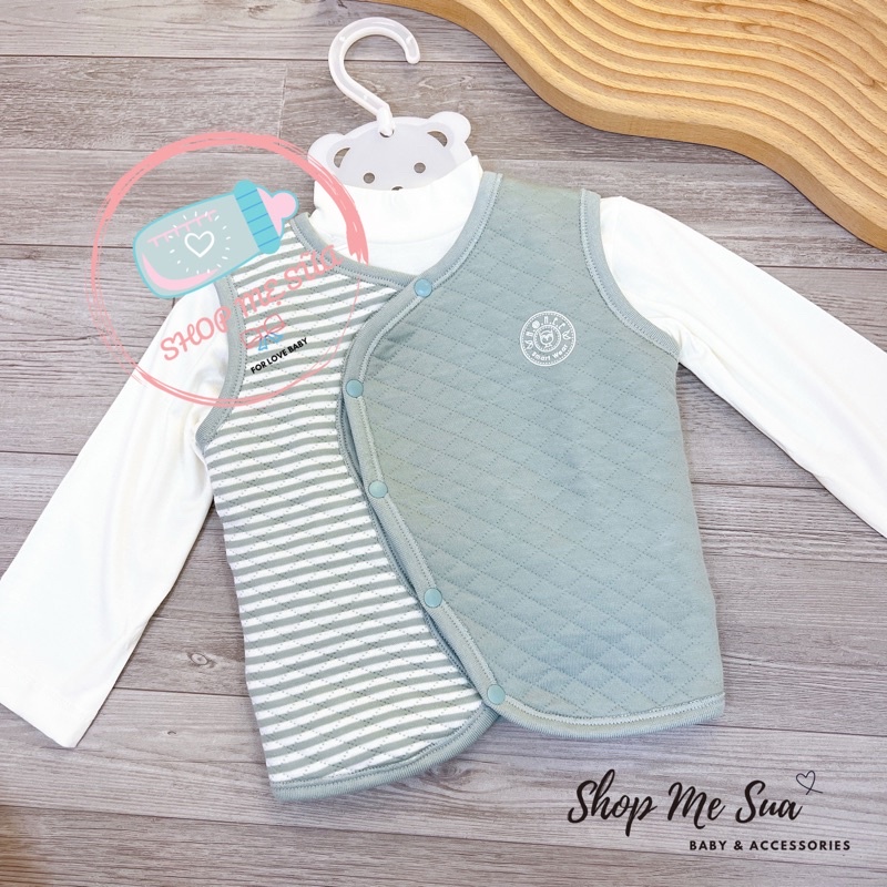 HRNEE Áo Gile Cài Chéo Cho Bé Sơ Sinh Đến 6 Tháng Tuổi