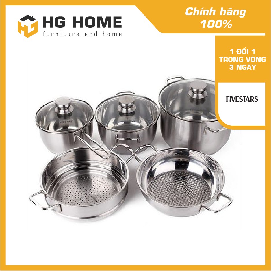 Bộ nồi Fivestar 5 chiếc nắp kính