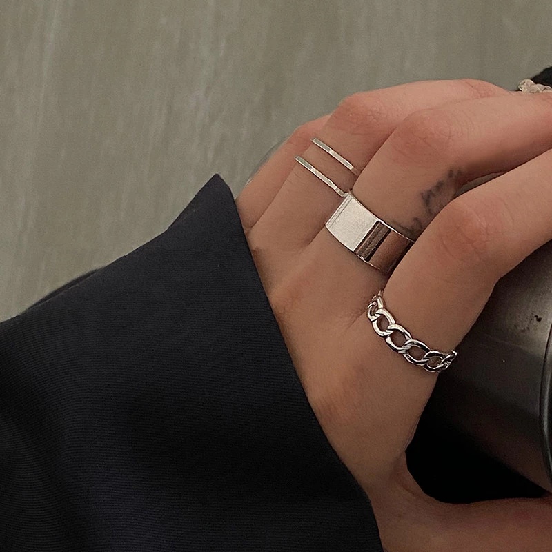 Set 3 Nhẫn Đeo Khớp Ngón Tay Màu Sắc Vintage Cho Nữ