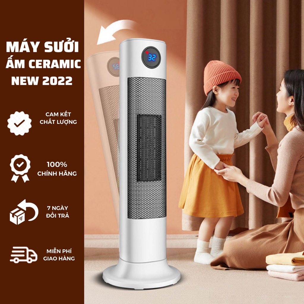 Máy sưởi, quạt sưởi gốm ceramic điều khiển, làm nóng an toàn, tiết kiệm điện, công suất 2000w hàng xuất đức