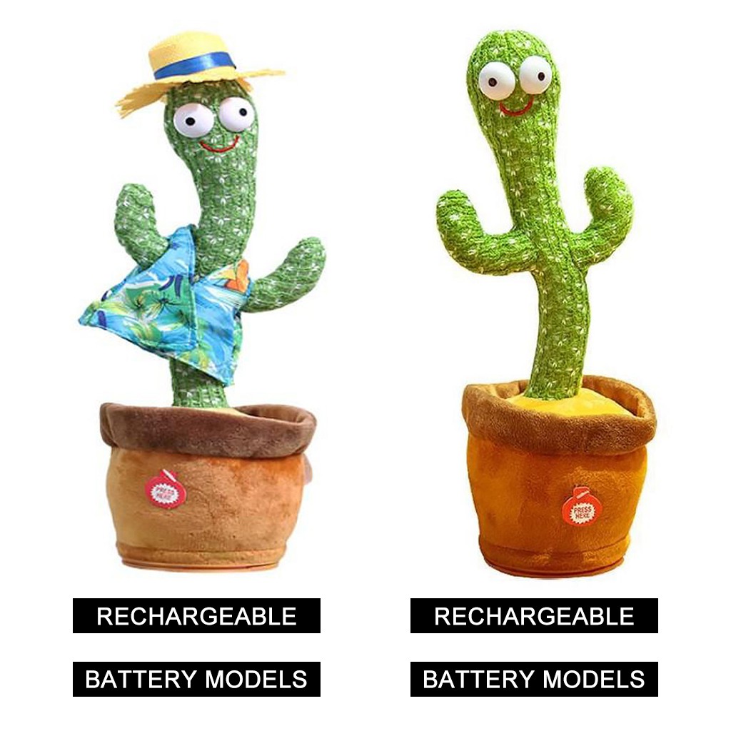 [Giá thấp nhất] Cây Xương Rồng Đồ Chơi Nhảy Múa Cho Bé -- USB Rechargeable Dancing Cactus Plush Doll Parroting/Recording Shake Toy Twist Dancing Toy with Song &amp; Dance Early Education Gift