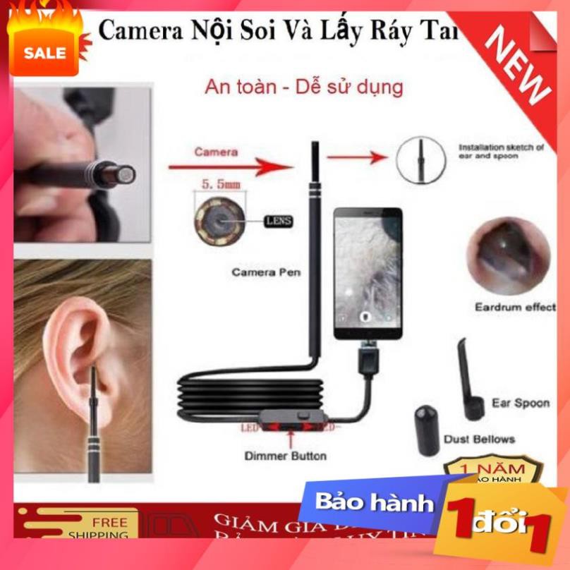 Dụng Cụ Lấy Ráy Tai Có Camera 3 Trong 1, Nội Soi Tai, Mũi Họng - Có App Kết Nối Với Điện Thoại