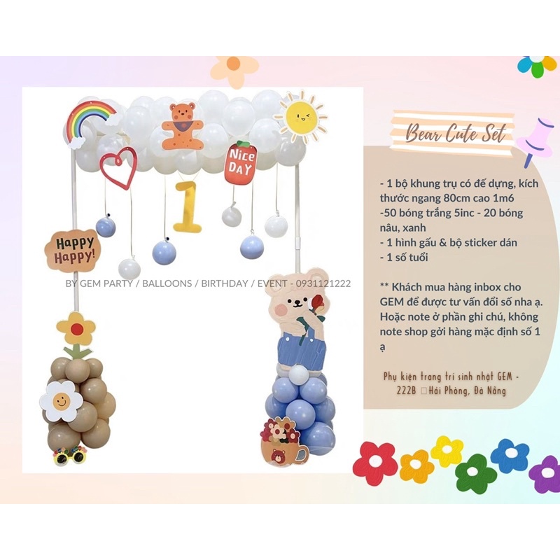 SET khung kèm phụ kiện bóng trang trí sinh nhật cho bé