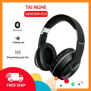 ⚡free ship⚡ tai nghe bluetooth chụp tai sendem k33,headphone không dây, có khe cắm thẻ nhớ