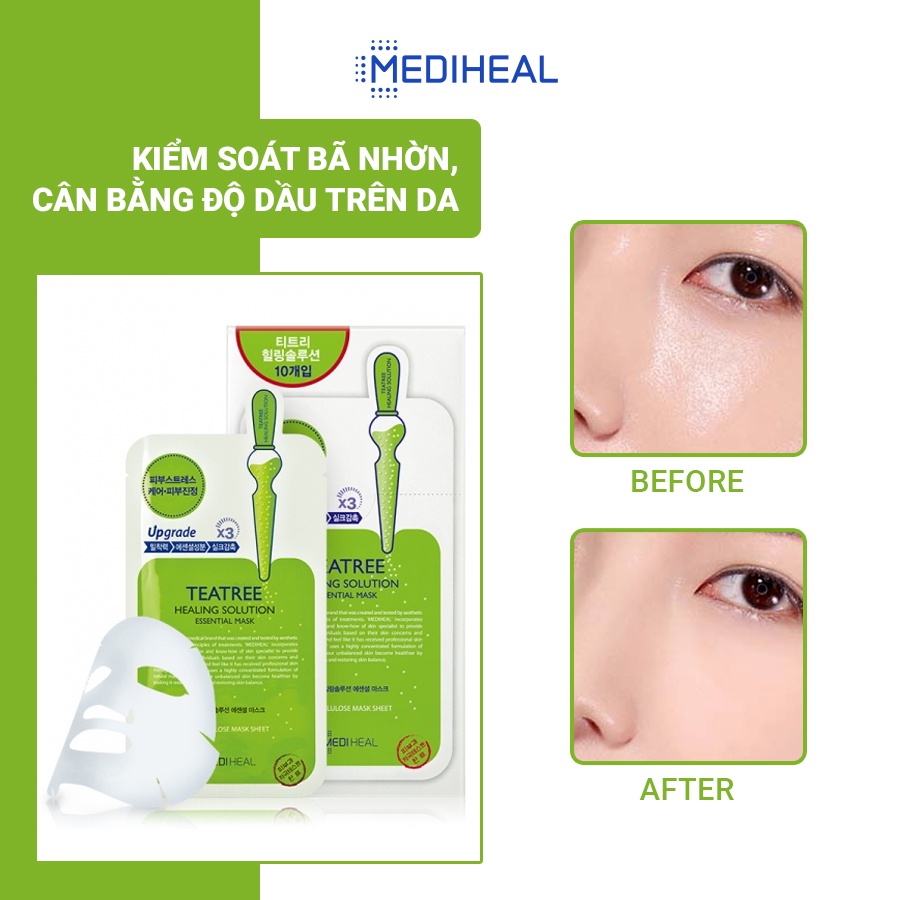 Mặt Nạ Tinh Chất Tràm Trà Ngăn Ngừa Mụn Mediheal Tea tree Care Solution Essential Mask Ex 24ml [K1]