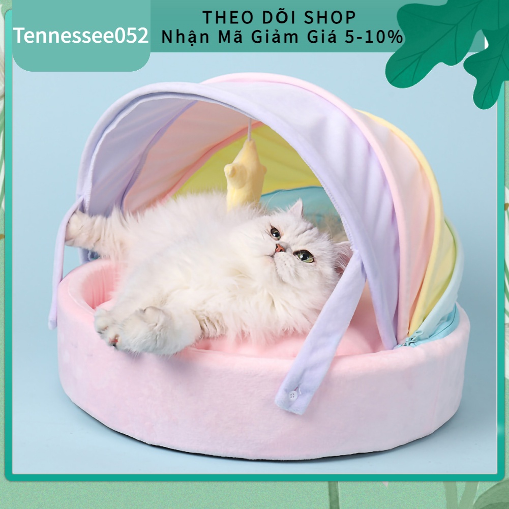 Hàng Sẵn Nhà mèo cầu vồng mềm mại thoải mái chống trượt dưới đáy【Tennessee052】