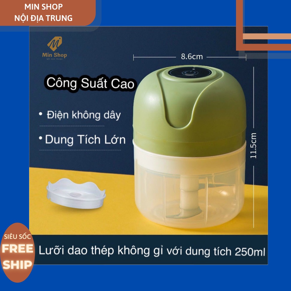 Máy Xay, Máy Xay Tỏi Ớt Mini Cầm Tay Siêu Tiện Lợi 3 Lưỡi Dao Cao Cấp 250ML