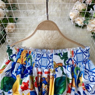 đầm xoè trễ vai bo eo thun qc