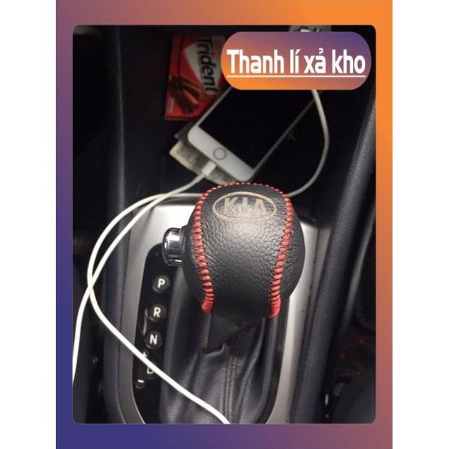 [DA BÒ ]BỌC CẦN SỐ + TAY PHANH KIA RIO/ FORTE/ CERATO CÓ NÚT BẤM.DA BÒ THẬT KHÂU THỦ CÔNG, KHẮC LOGO HÃNG