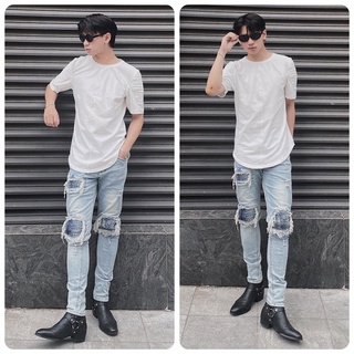 Quần Jean nam Biker Xanh bạc Lexuza 0103