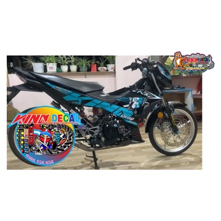 Tem Rời Satria mẫu king drag màu đen xanh trắng