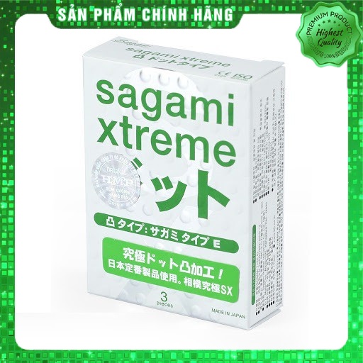 Hộp Bao cao su Gân gai SAGAMI Xtreme White - hộp 3 chiếc - Nhật Bản