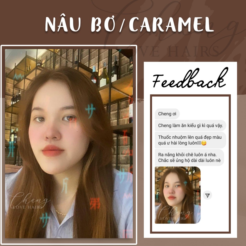 Thuốc nhuộm tóc NÂU BƠ - NÂU CARAMEL không cần thuốc tẩy tóc Chenglovehairs, Chenglovehair