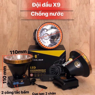 Đèn pin sạc đội đầu X9 9000 chống nước và các mã X5, X6, X8, X18