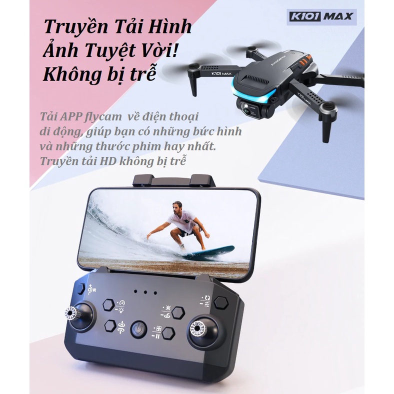 Flycam K101 MAX mới 2 camera 4K trang bị cảm biến chống va chạm ✔flycam mini giá rẻ cao cấp -d | BigBuy360 - bigbuy360.vn