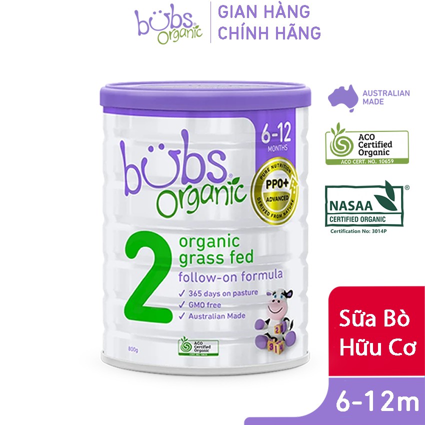 Sữa Bột Bò Hữu Cơ Bubs Organic Số 2 800g