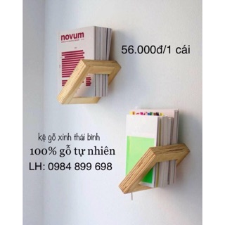Kệ gỗ treo tường trang trí hình vuông phong cách mộc