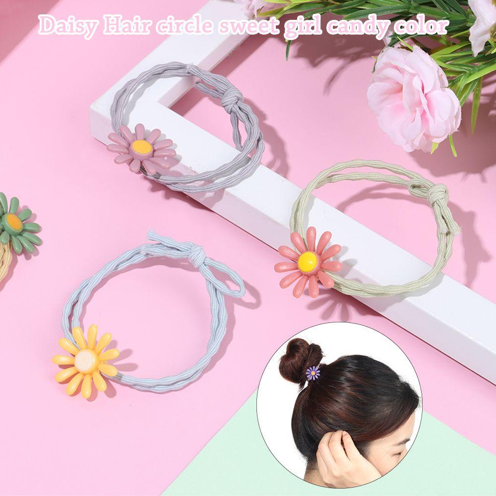 Dây Cột Tóc Co Giãn Đính Hoa Cúc Xinh Xắn Cho Nữ