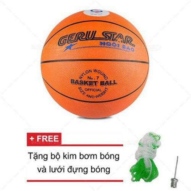 Quả bóng rổ cao su Size số 6 Geru &amp; pro star chính hãng tặng kim+túi lưới