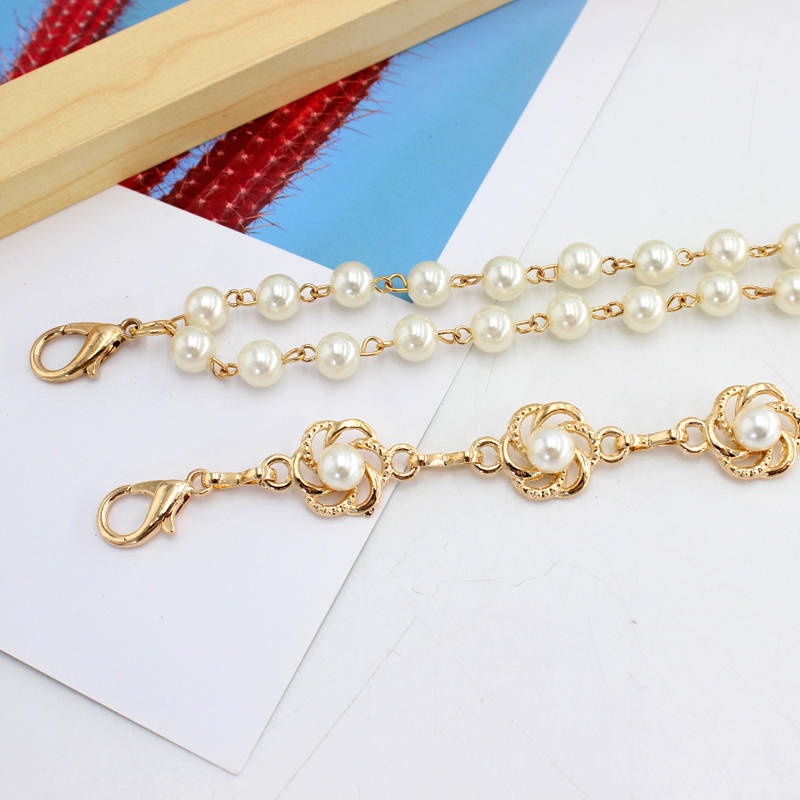 Vòng eo 。 Thắt lưng đính ngọc trai kim loại tinh tế thời trang Hàn Quốc cho nữ