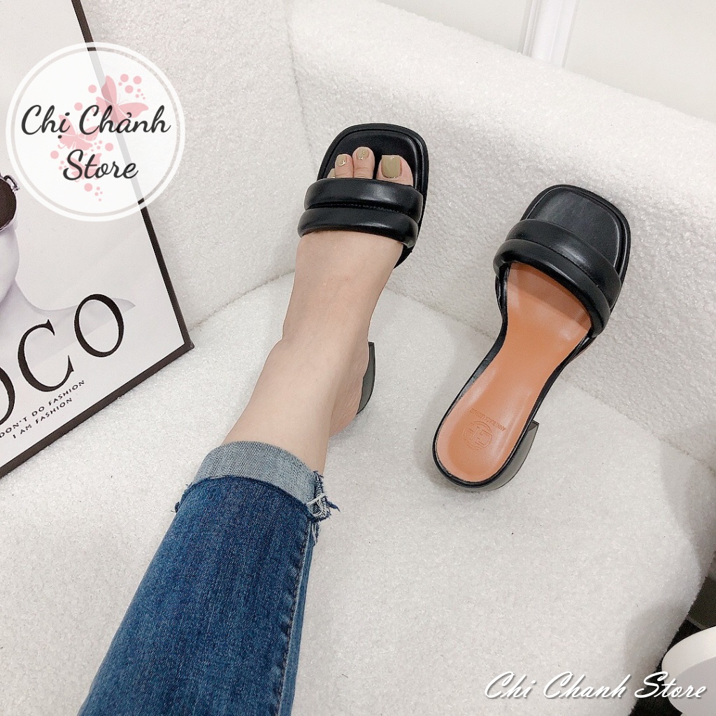 Guốc Nữ Cao 5p Gót Vuông Bầu Thời Trang Chất Da Mềm Lên Chân Tôn Dáng Dép Cao Gót Màu Trắng Đen Nâu Kem Chị Chảnh Store