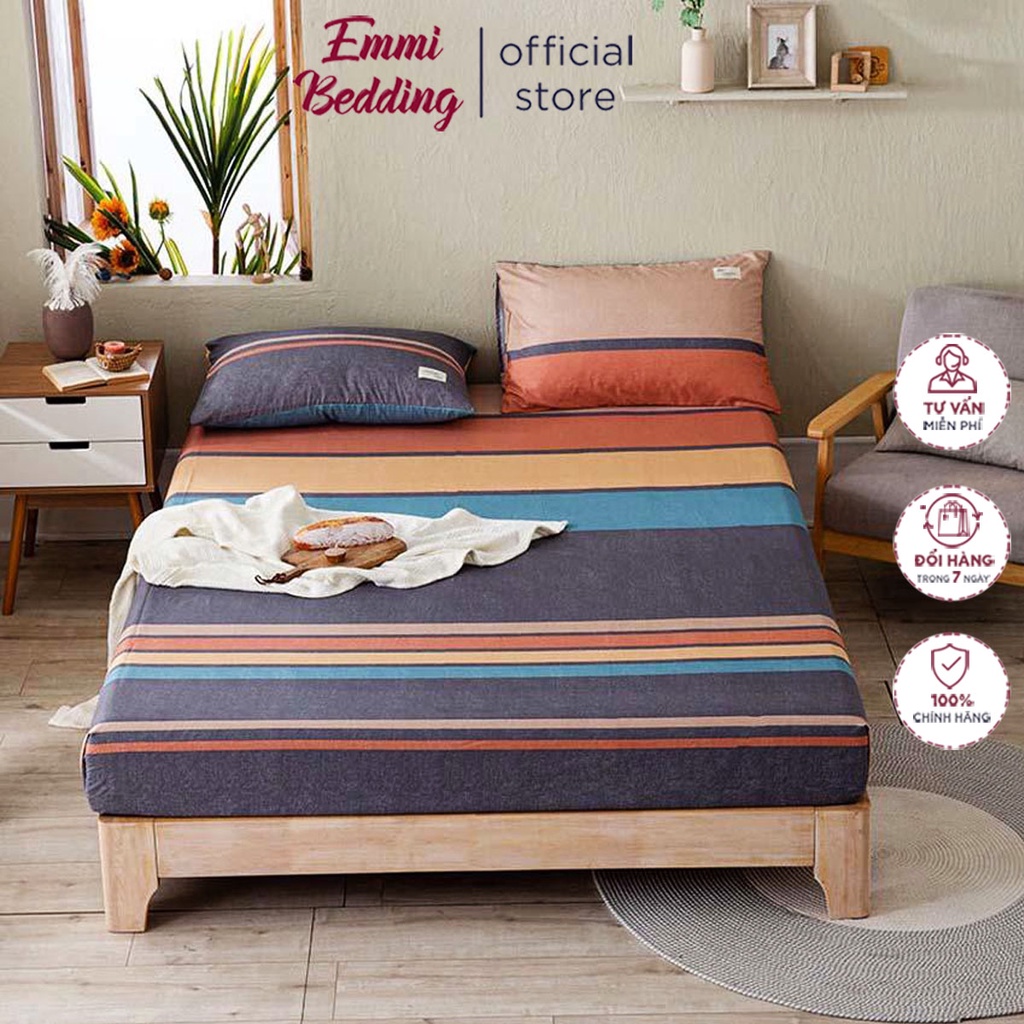 Ga Giường EMMIBEDDING STORE chất liệu TC , mẫu kẻ  miễn phí bo chun và làm ga phủ theo yêu cầu