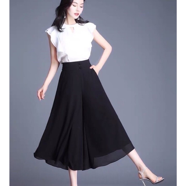 Quần ống rộng giả váy lưng cao  - đủ các size, form dáng chuẩn thích hợp mặc đi làm, dạo phố
