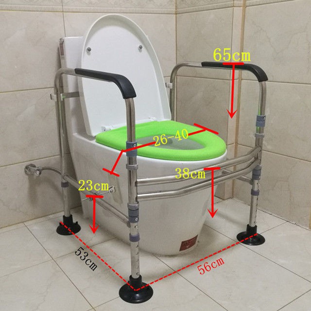 Tay vịn nhà vệ sinh inox trượt cho người già An toàn lớn tuổi có thai Khung đỡ bồn cầu khuyết tật