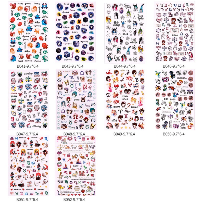 Set 6 / 12 Miếng Dán Trang Trí Móng Tay Họa Tiết Hoạt Hình 3D Xinh Xắn