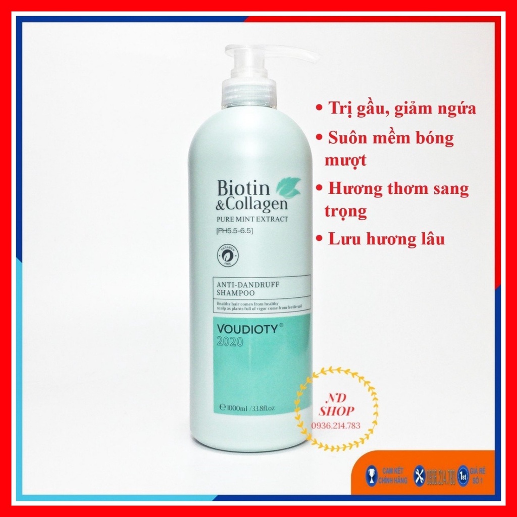 [CHÍNH HÃNG]LẺ DẦU GỘI BIOTIN COLLAGEN VOUDIOTY XANH DƯƠNG 1000ML, BIOTIN COLLAGEN, GIẢM GÀU HIỆU QUẢ, MỀM MƯỢT