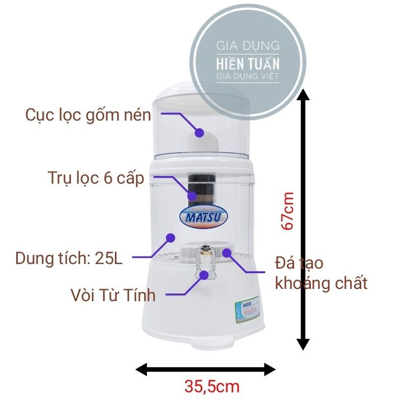 BÌNH LỌC NƯỚC MATSU 25L DUY TÂN