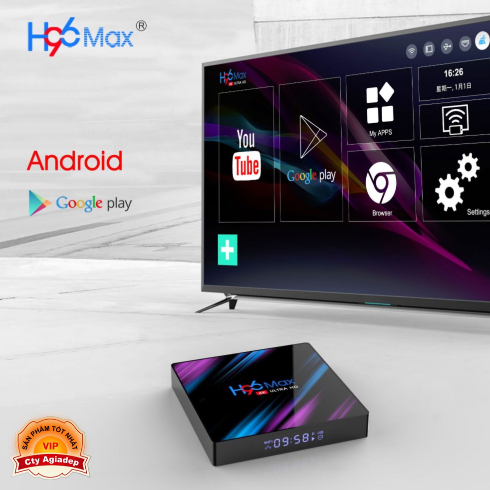 TVBOX Bluetooth xịn mới Android 10 H96MAX 2G, Tivibox giúp TV truy cập internet, youtube, game