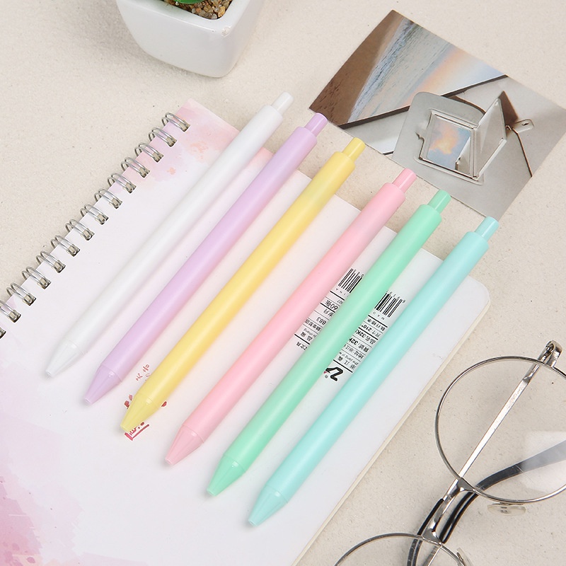 Bút đen DecorMe viết gel bấm mực đen ngòi 0.5mm màu vỏ pastel phong cách Hàn Quốc