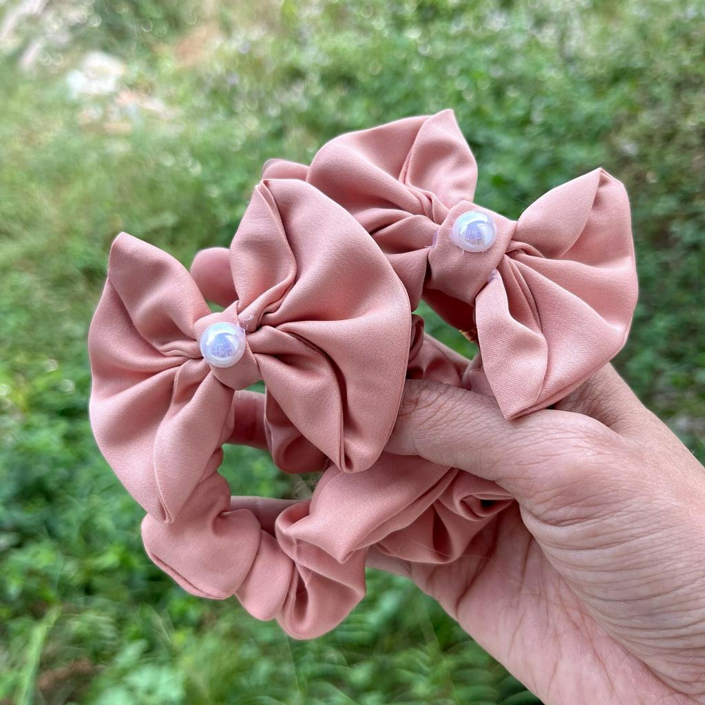 Cột tóc, buộc tóc Scrunchies phối nơ phong cách Hàn Quốc xinh xắn SHOP5SAO