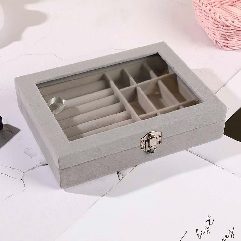 Hộp Đựng Trang Sức Màu Hồng Có Nắp Kính Chống Bụi Ốp