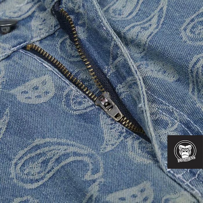 Quần jean nam nữ ống rộng xanh hoa văn - quần jean ống suông baggy nam đẹp 2021 | BigBuy360 - bigbuy360.vn