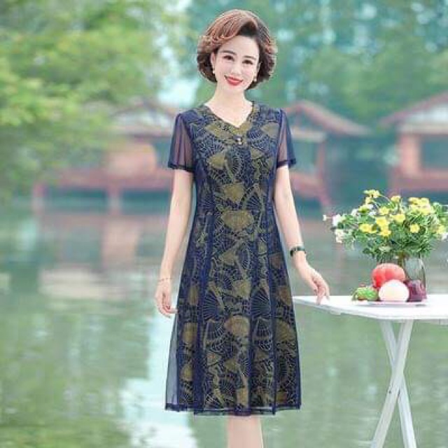 Đầm voan nữ trung niên cao cấp kiểu dáng sang trọng NP1091