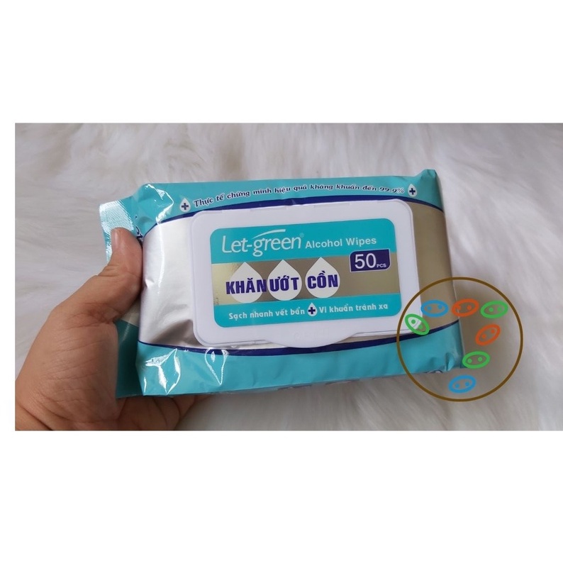 Combo 10 gói khăn ướt Cồn Let green (gói/50M)