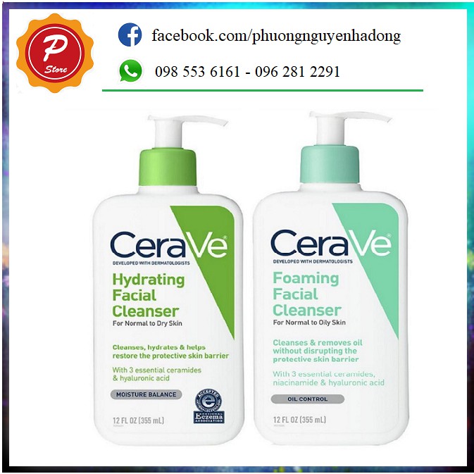 Sữa rửa mặt Cerave 355ml da dầu, da khô