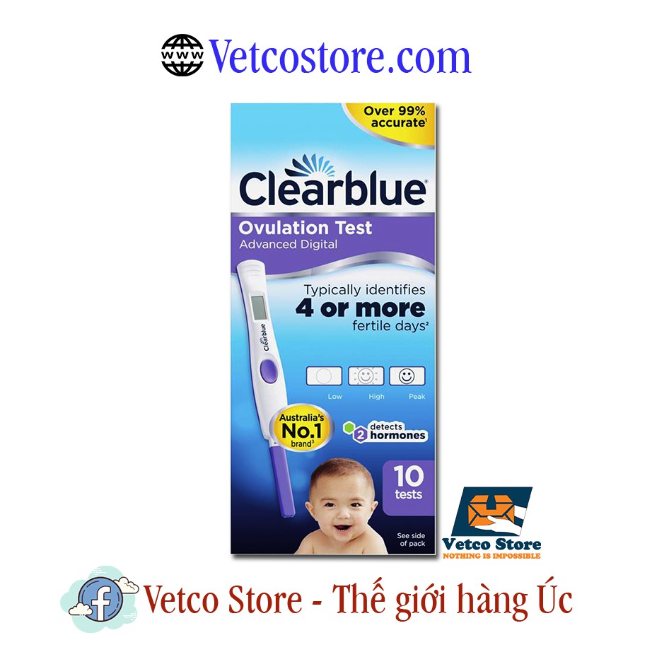 Que Thử Rụng Trứng Điện Tử Clearblue Advanced Digital 4-OR-MORE (Set 10 que) của Úc