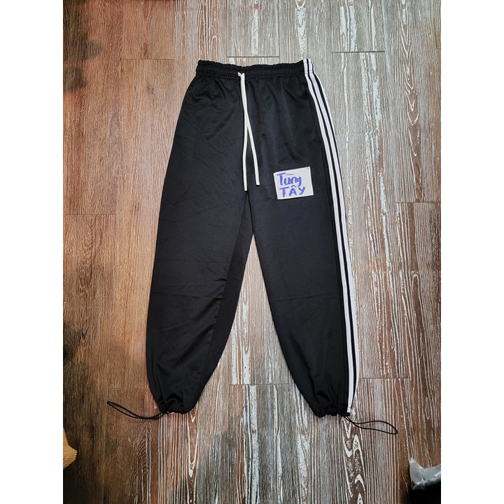 Quần Jogger Thể Thao 3 Sọc Ống Bom Ống Suông Hoặc Rút Dây Bo Gấu Unisex Nam Nữ