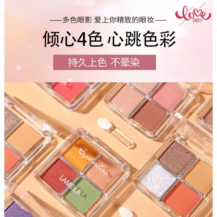 [Hàng mới về] Bảng Phấn Mắt 4 Màu Hiệu Ứng Ánh Ngọc Trai Lấp Lánh Kháng Nước