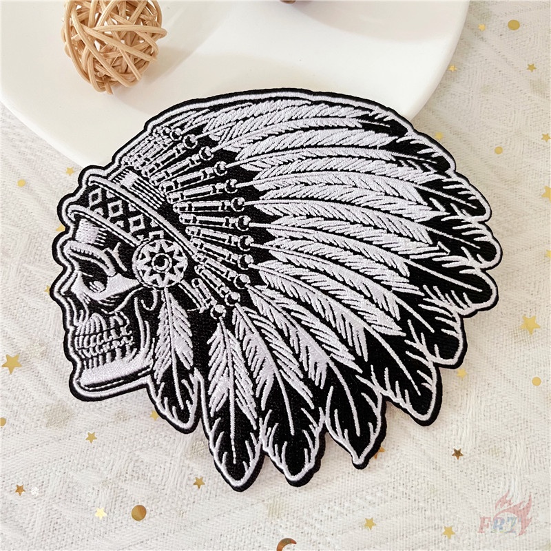 ♥ Sticker Ủi Thêu Hình Đầu Lâu Phong Cách Ấn Độ ♥ 1 Miếng Dán Ủi Quần Áo Hình Đôi Cánh Đại Bàng