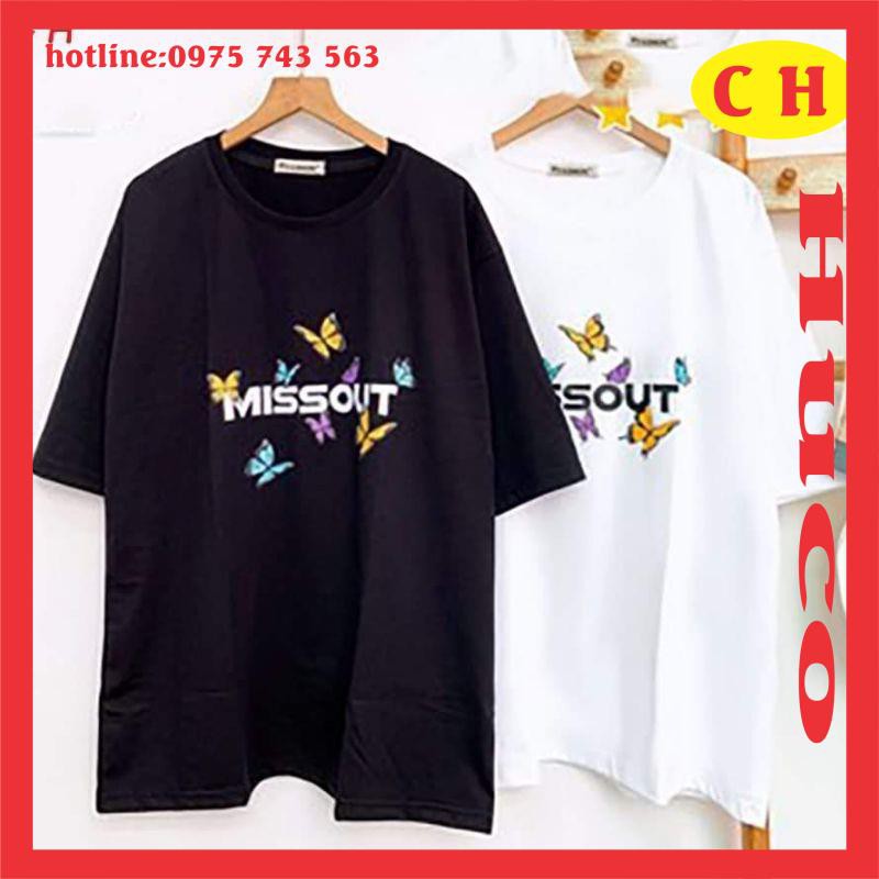 áo thun tay lỡ form rộng unisex🦋áo phông missout nam nữ oversize in hai mặt unisex🦋chất cotton kèm phụ kiện túi đeo chéo