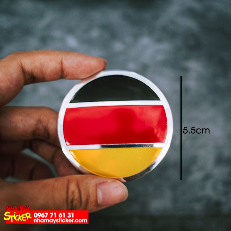 Sticker metal dán mâm xe hơi tròn 5.5cm - Cờ Đức miếng lẻ - STICKER FACTORY