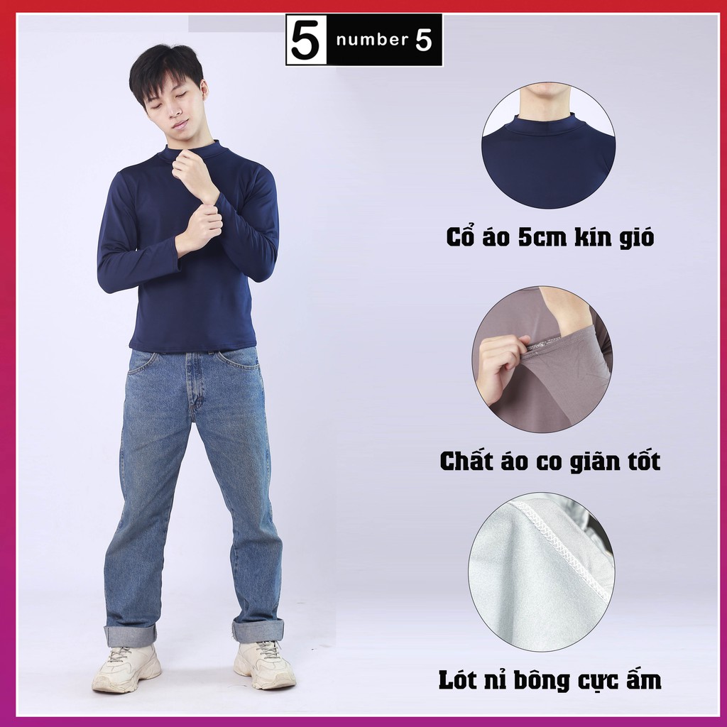 Áo Giữ Nhiệt Nam Number5 Lót Nỉ Cổ 5 Phân Siêu Ấm [ AN ]