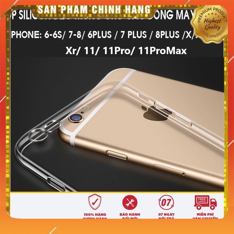 Ốp silicone dẻo trong suốt Tota đủ dòng iPhone 6,6s,7,8,6Plus,,7Plus,8Plus,X,Xr,Xs,Xs Max,11,11Pro,11Pro Max,12 promax