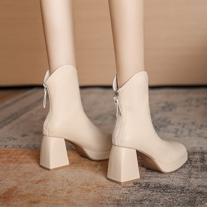 Giày bốt Martin IELGY đế dày có khóa kéo sau lưng phong cách Hàn Quốc cho nữ