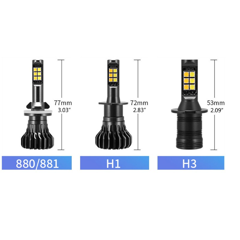 Set 2 Bóng Đèn Led Sương Mù Hai Màu H1 H3 880 881 Cho Xe Hơi