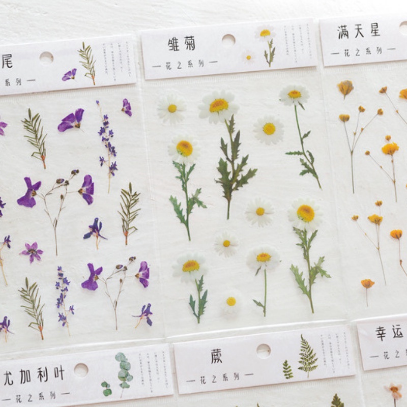 Sticker trong suốt chủ đề hoa lá trang trí sổ, làm journal